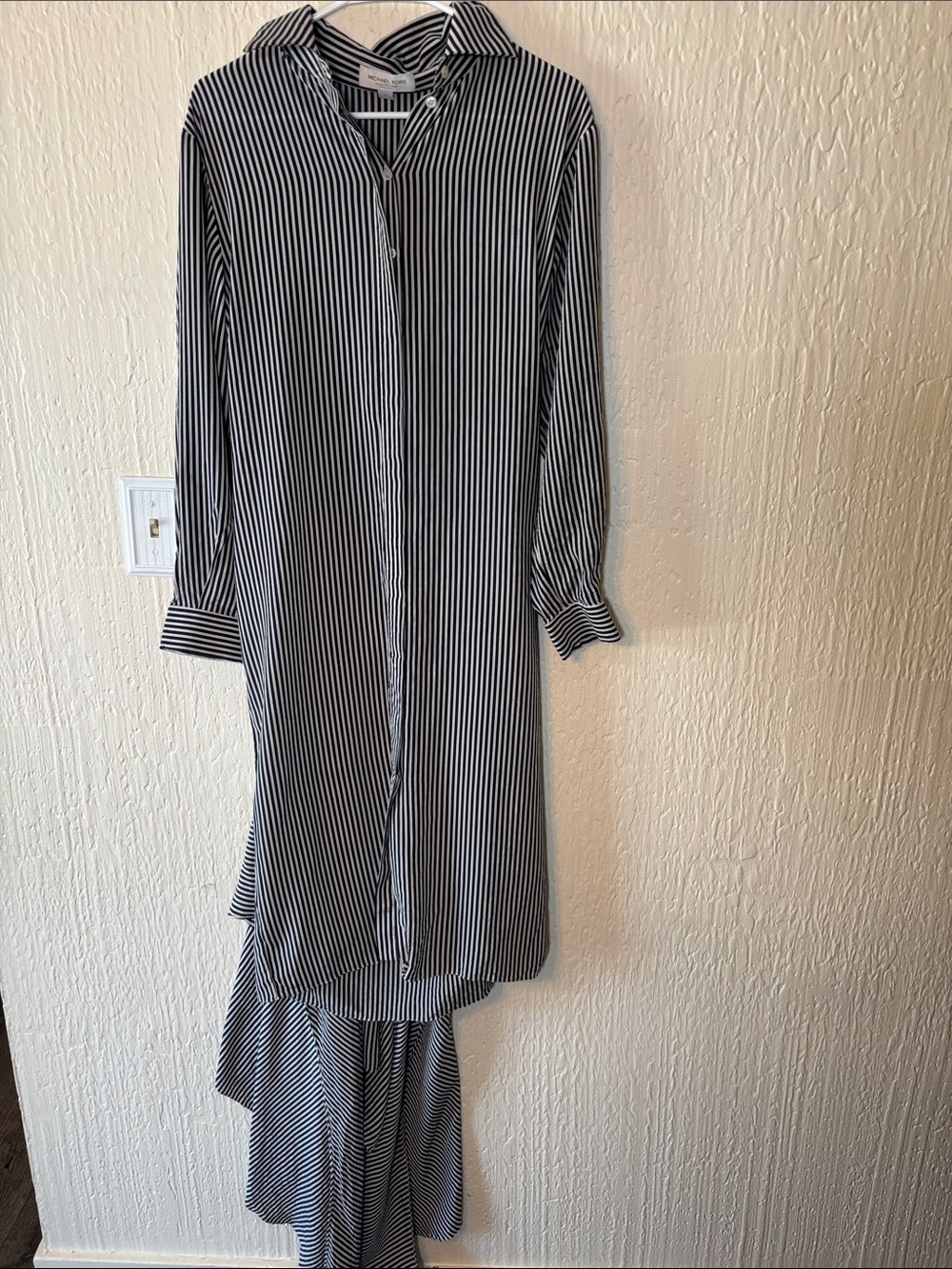 Michael Kors Midnight/White Striped Button-Front Shirt Dress